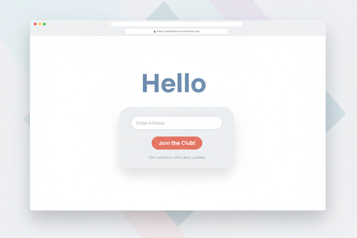 landing page - a simple hello page with single form promo. online product